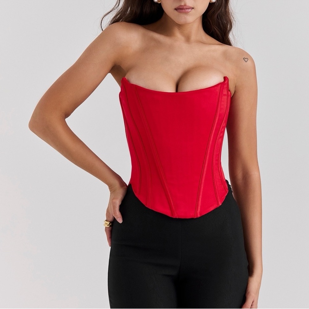 House of CB Red Strapless Corset Top
